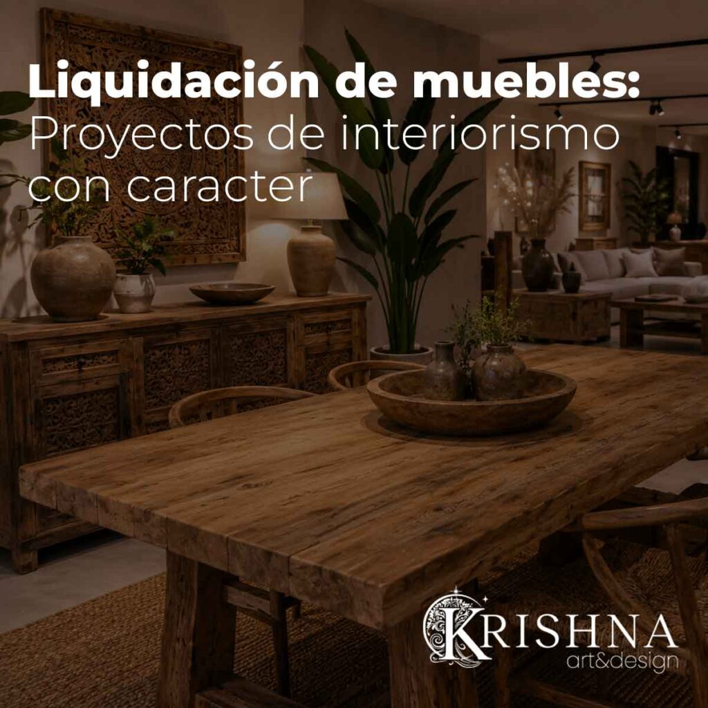 Muebles en liquidación para un proyecto de interiorismo con mobiliario de madera y teca