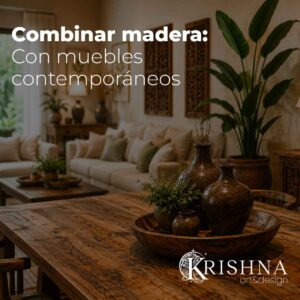 Muebles de madera maciza integrados en un interior moderno con decoración natural